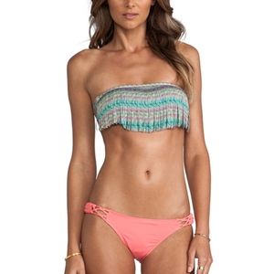 L*SPACE Dolly Straight Fringe Bathing Suit Top, S